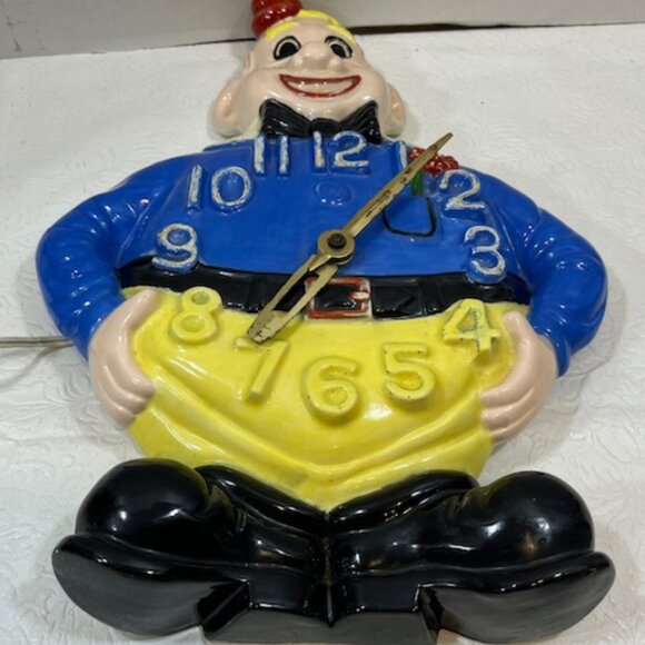 VTG Hand Painted Ceramic Wall Clown Working Clock Decor 13"x9.5" - Picture 4 of 16